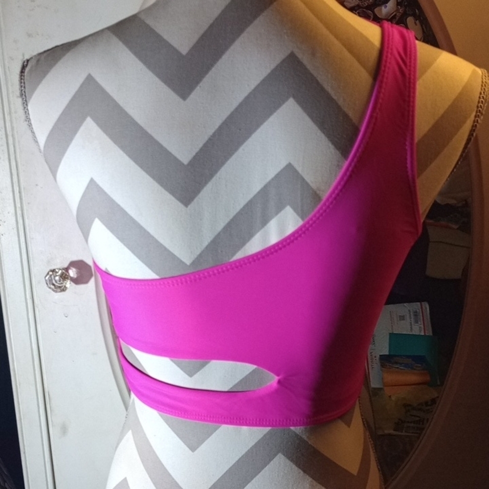 Pink One-Shoulder Cutout Top - Picture 4 of 4